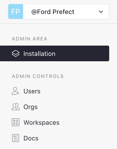 Admin area pages